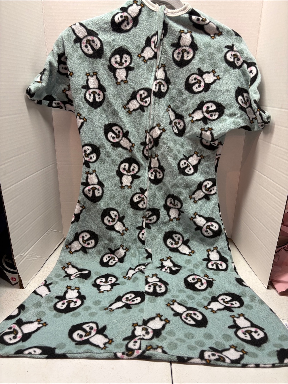 2/Mint Penguin  and Gray Fleece Sleep Sacks- Large